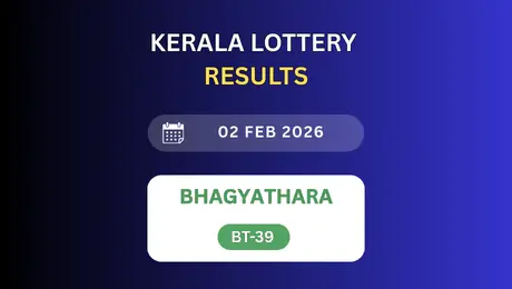 Kerala State Lottery Result Today Live: BHAGYATHARA BT-39 (02.02.2026)